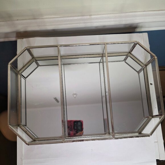 Max Studio Home Polygon Gold Mirrored Glass Decorative Tray Storage Organizer - Picture 3 of 5